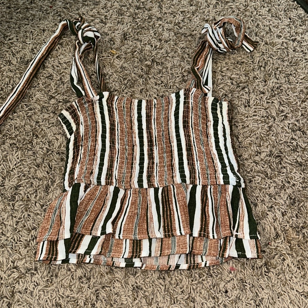 shein flowy brown and green top